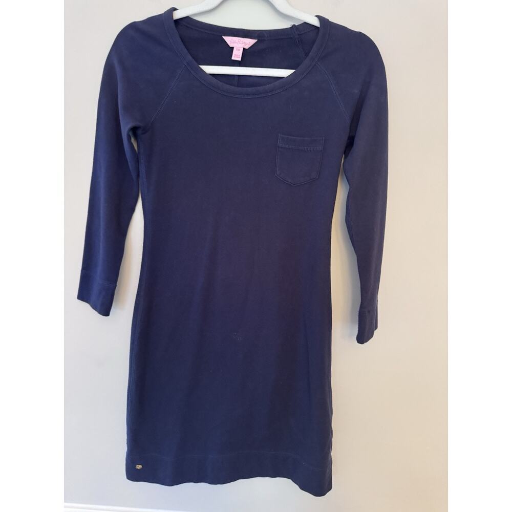 Lily Pulitzer Navy 3/4 Sleeve Dress Sz XXS